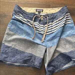 Patagonia Blue Striped Swim Shorts